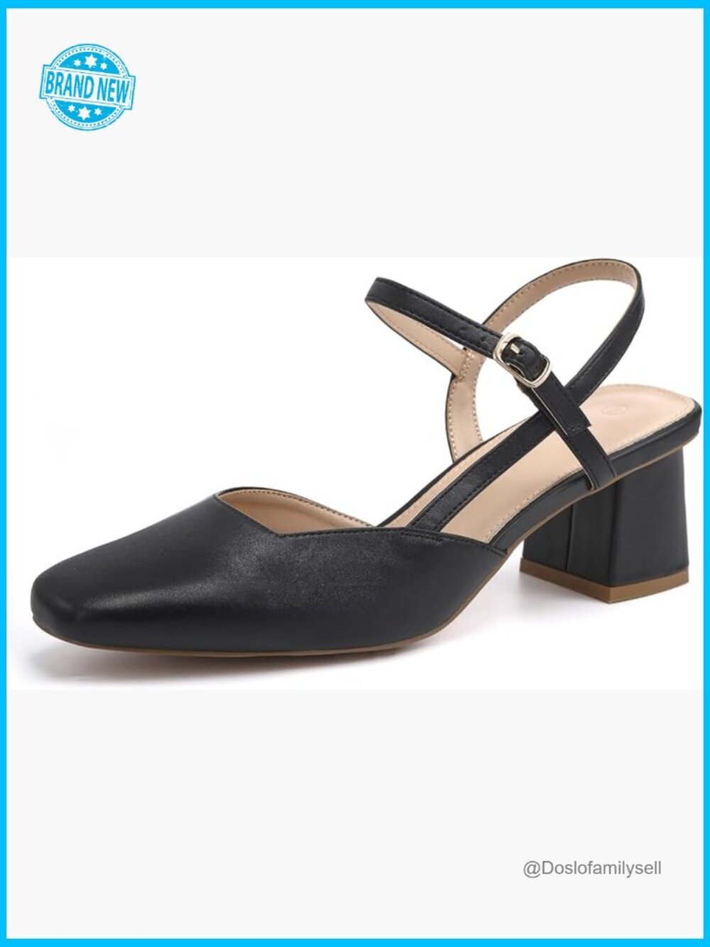 Slingback Chunky Low Heels Square Toe Wedding Party Dress Pumps